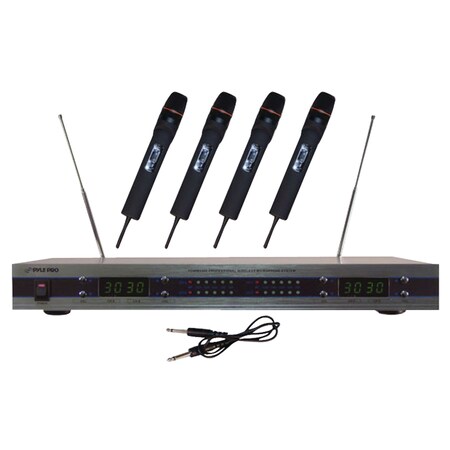 Pyle VHF 4-Microphone Wireless Microphone System PDWM5500